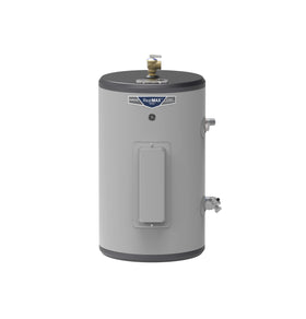 GE Appliances 10-gallon water heater exterior highlights compact design for flexible mounting.