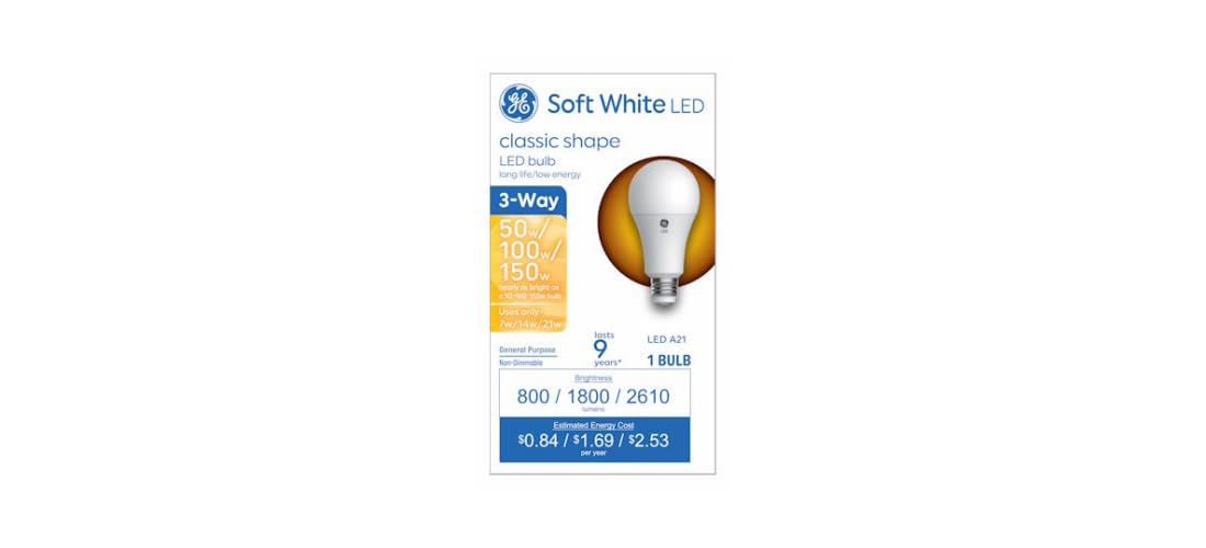 GE Basic LED A21 soft white bulb in lamp delivers instant brightness.