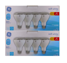 GE BR30 indoor floodlight eight-pack delivers reliable soft white illumination for living spaces.