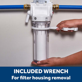 GE bypass valve lets you change filters without shutting off water.