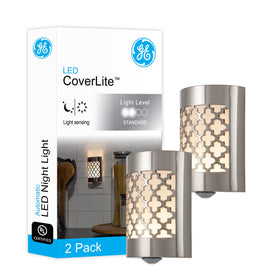 GE CoverLite night light covers an outlet with a soft glow for hallways.