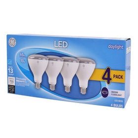 GE Daylight BR30 LED bulb installed in indoor recessed can lights for efficiency