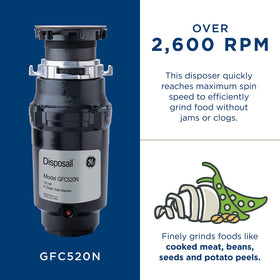 GE Disposall anti-jam design prevents clogs during heavy use