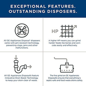 GE Disposall Drain Boost technology promotes smooth water flow and drainage.