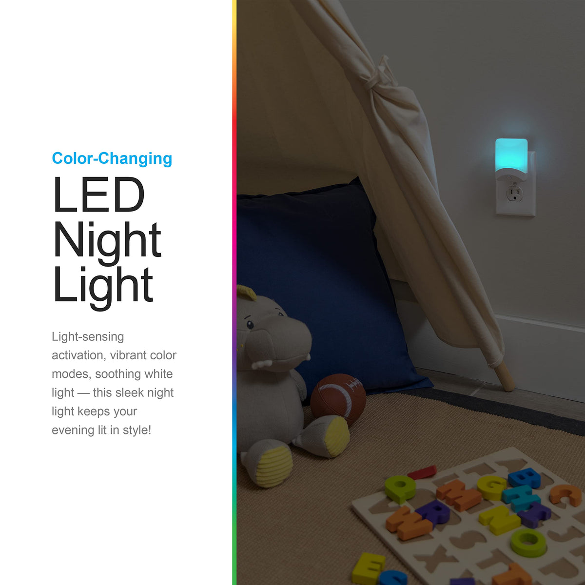 GE dusk-to-dawn sensor night light activates automatically in darkness