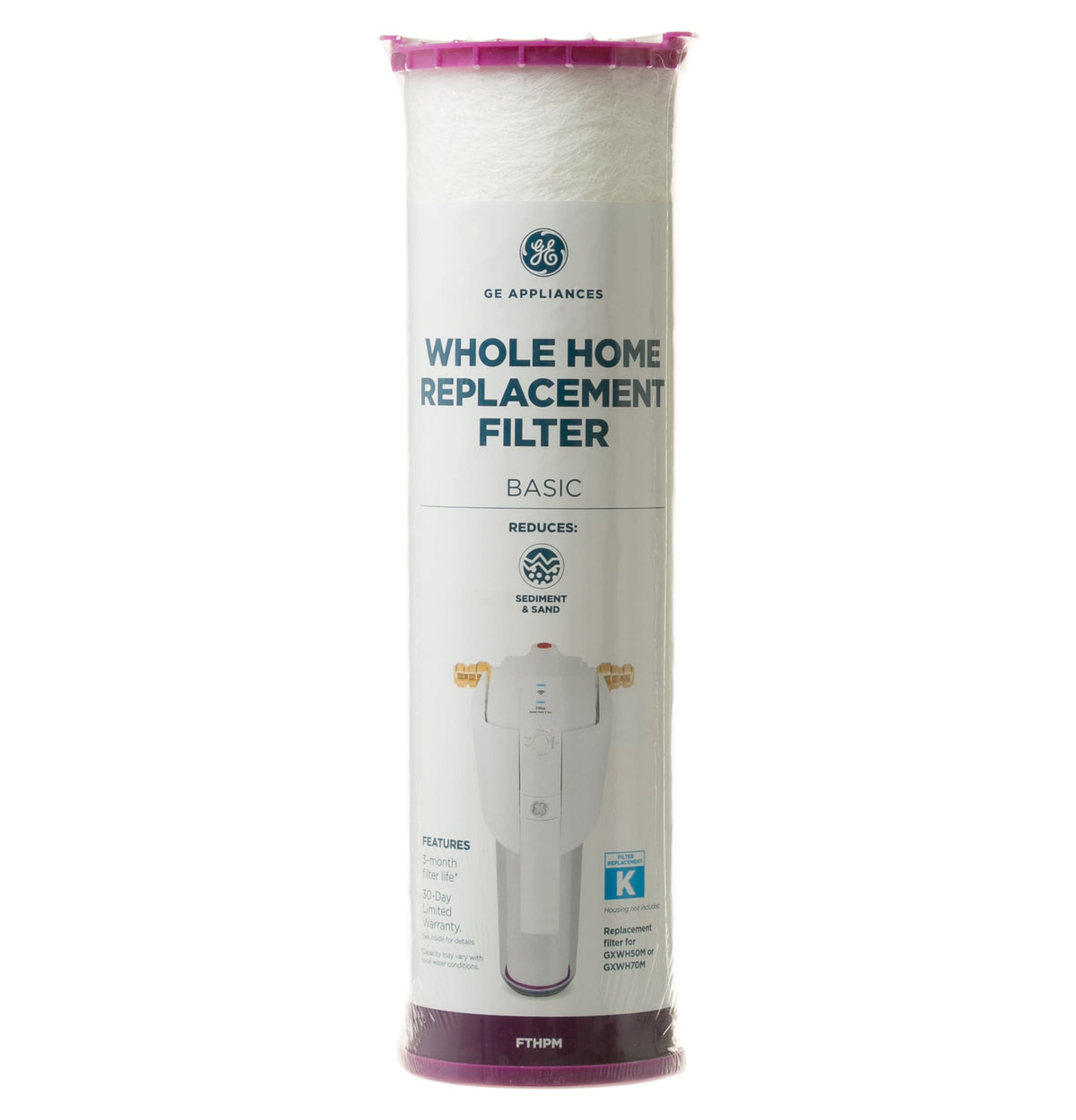 GE FTHPM compatibility with GXWH50M and GXWH70M for whole-home filtration.