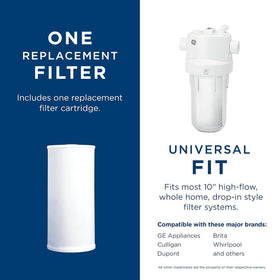 NSF certified GE filter reduces chlorine, sediment, rust throughout your home.