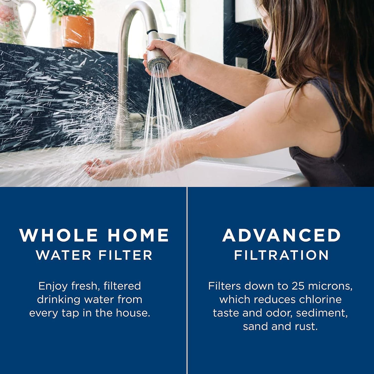 GE FXHTC whole-home filtration system delivers cleaner water across taps.