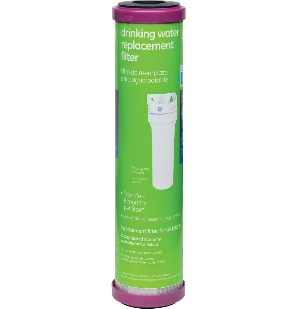 GE FXUTC replacement filter under sink improves water taste and clarity.