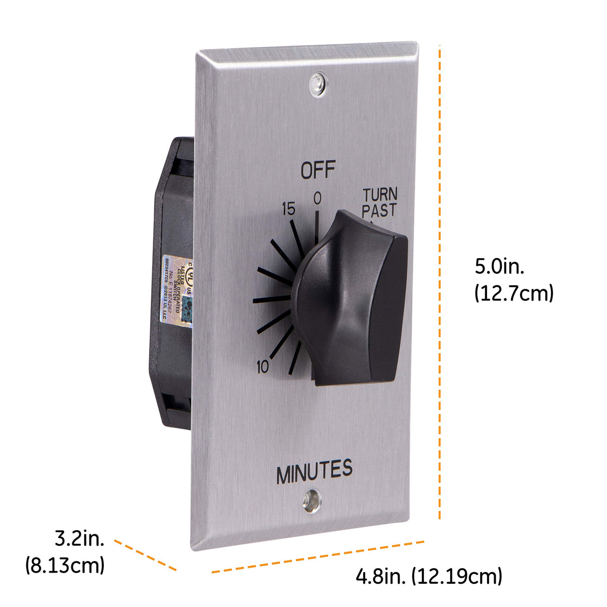 GE In-Wall timer includes a sturdy metal faceplate for durability.