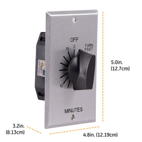 GE In-Wall timer includes a sturdy metal faceplate for durability.