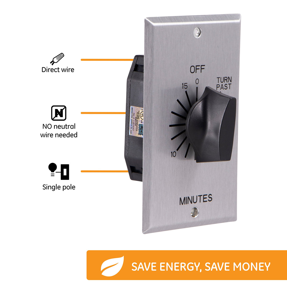 GE In-Wall Countdown Timer interval selector supports 1-minute steps.