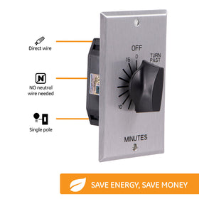 GE In-Wall Countdown Timer interval selector supports 1-minute steps.