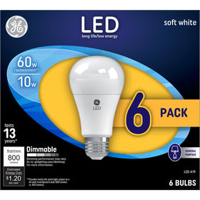 GE LED light bulbs 60W-equivalent with 800 lumens, instant brightness for busy spaces.