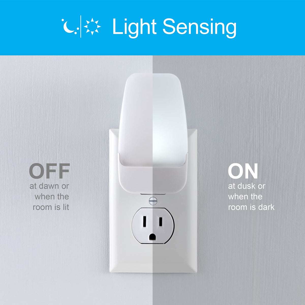GE night light compact design covers outlet while leaving space for another plug