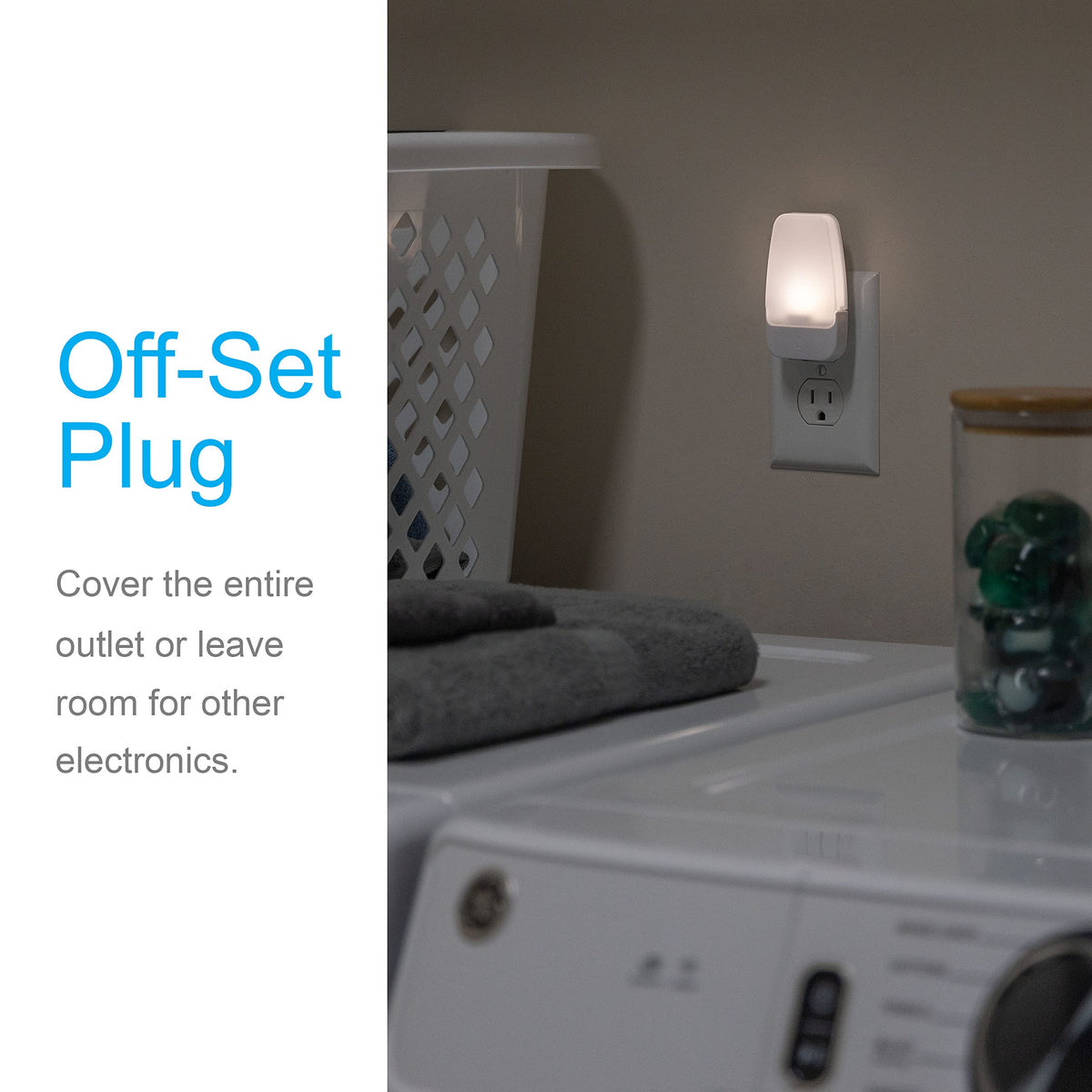 GE LED night light cool-to-touch design ensures safe use around kids.