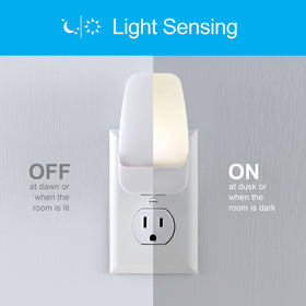 GE LED night light with dusk-to-dawn sensor automatically lights as rooms darken.