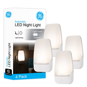 GE LED night light with outlet coverage shows plug-in versatility for safe navigation.