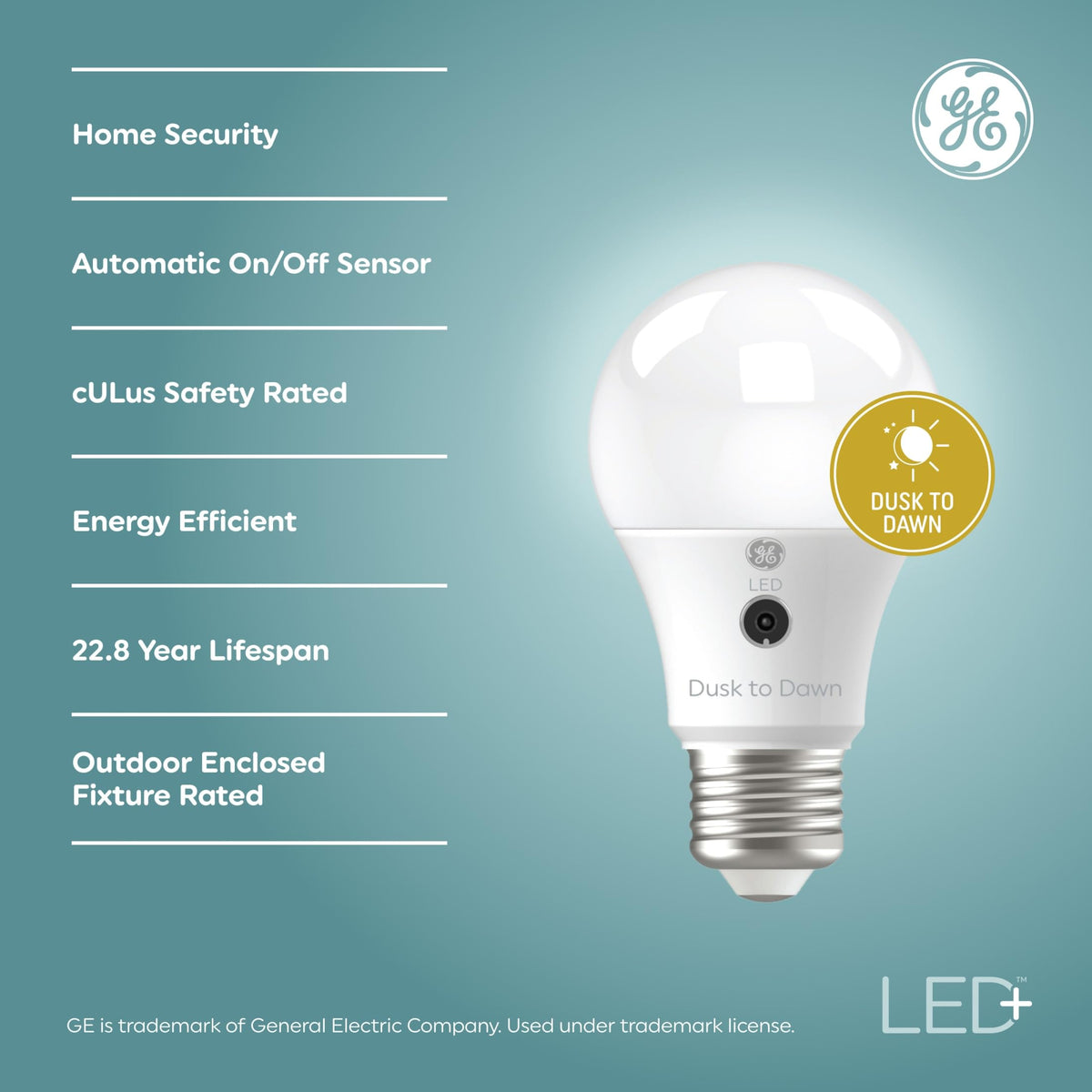 GE LED+ Dusk to Dawn on front porch with soft white ambience
