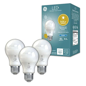 GE LED+ Dusk to Dawn outdoor bulb lights entry at dusk