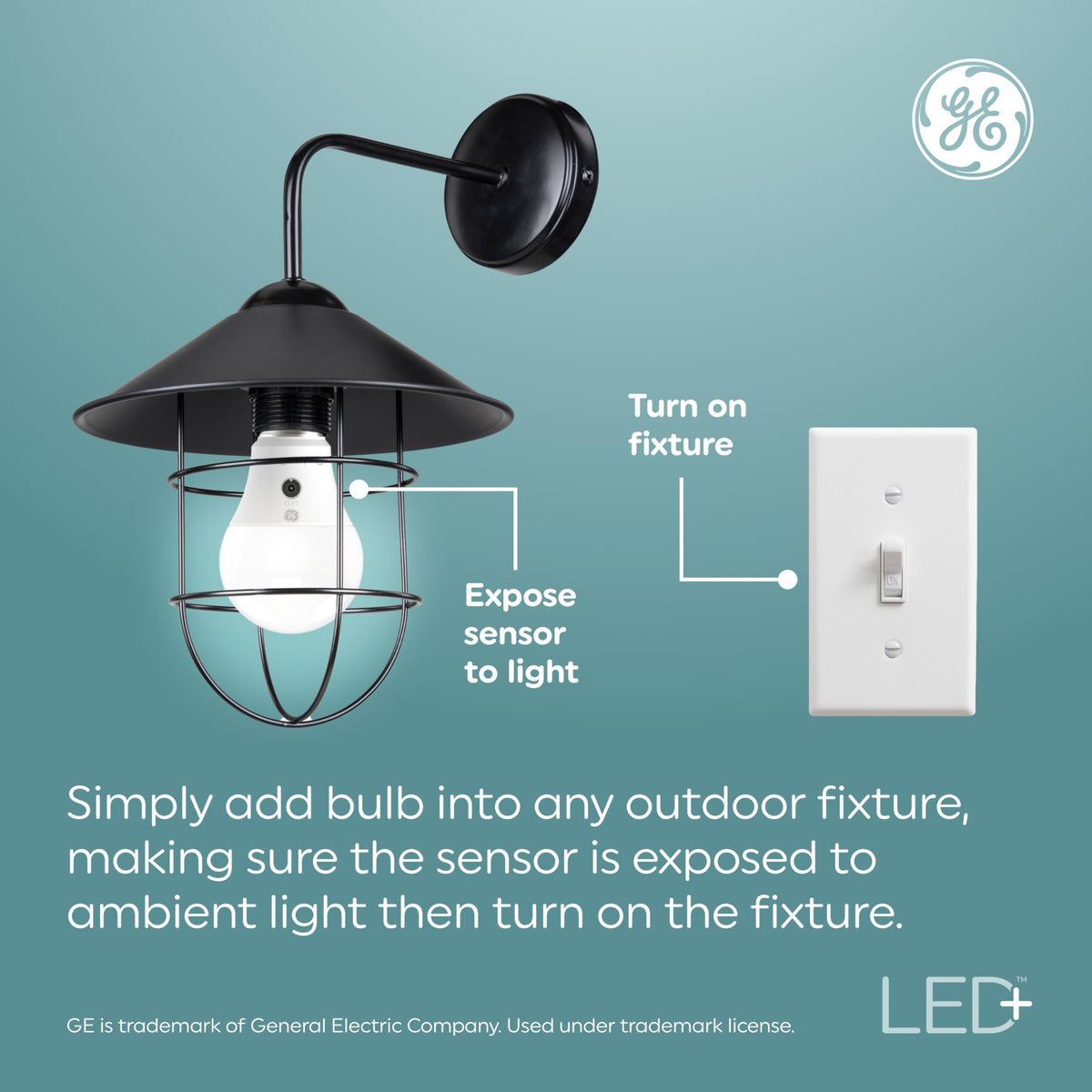 GE LED+ E26-base easy install outdoor bulb compatible with fixtures