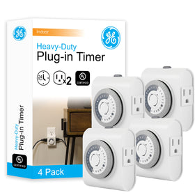 GE mechanical timer dial view showing 24-hour cycle for lamps
