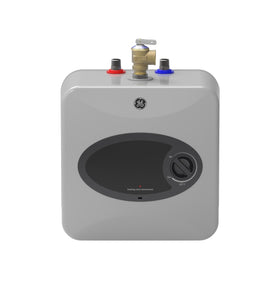 GE mini tank water heater under sink delivering quick hot water.