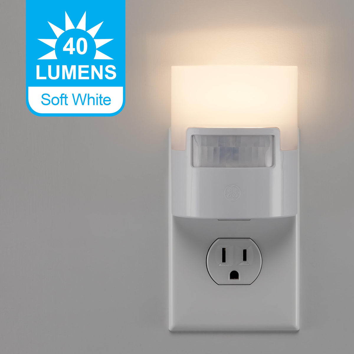 GE motion-activated night light activates up to 25 feet away for hands-free guidance.