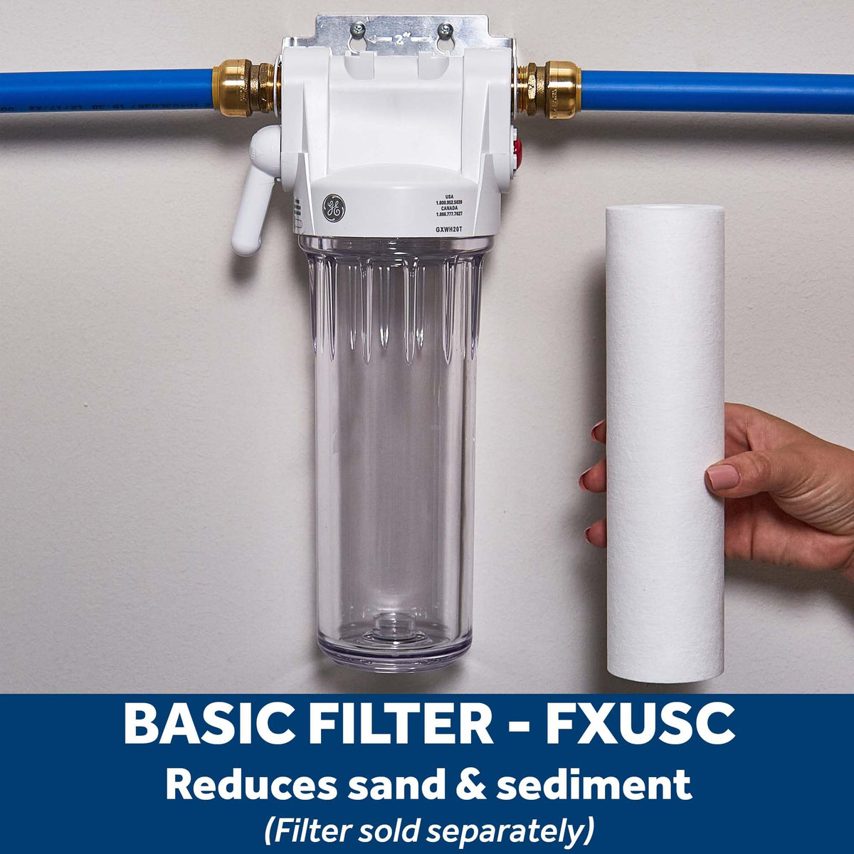 GE pre-filtration protects plumbing and appliances from sediment buildup.