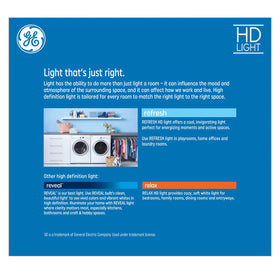 GE Refresh BR30 LED bulbs dimmed display, smooth dimming for living rooms and task lighting