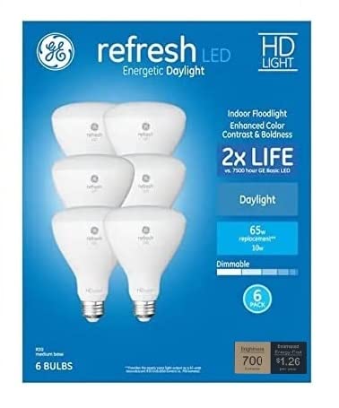 GE Refresh Daylight 5000K BR30 LED bulbs delivering clear daylight illumination