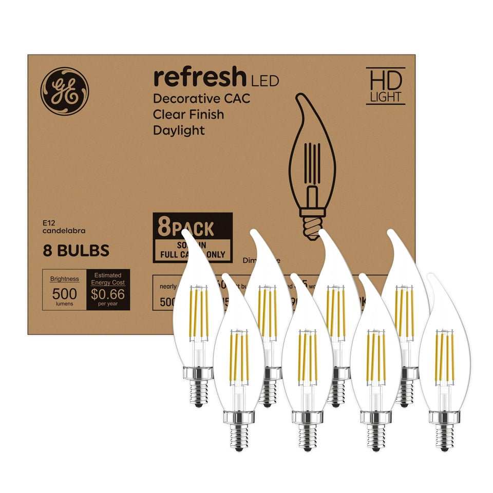 GE Refresh LED bulbs daylight 8-pack brighten spaces with vivid color
