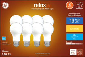 GE Relax LED bulb provides soft ambient lighting for cozy living spaces.