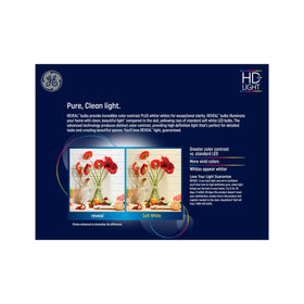 GE Reveal BR40 LED bulbs shown in a dimmed scene for mood lighting.