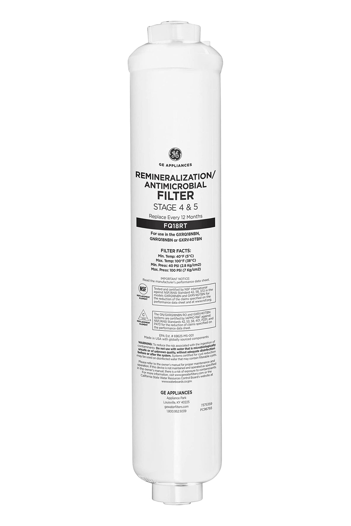 GE reverse osmosis under-sink remineralization filter delivers balanced mineral water.