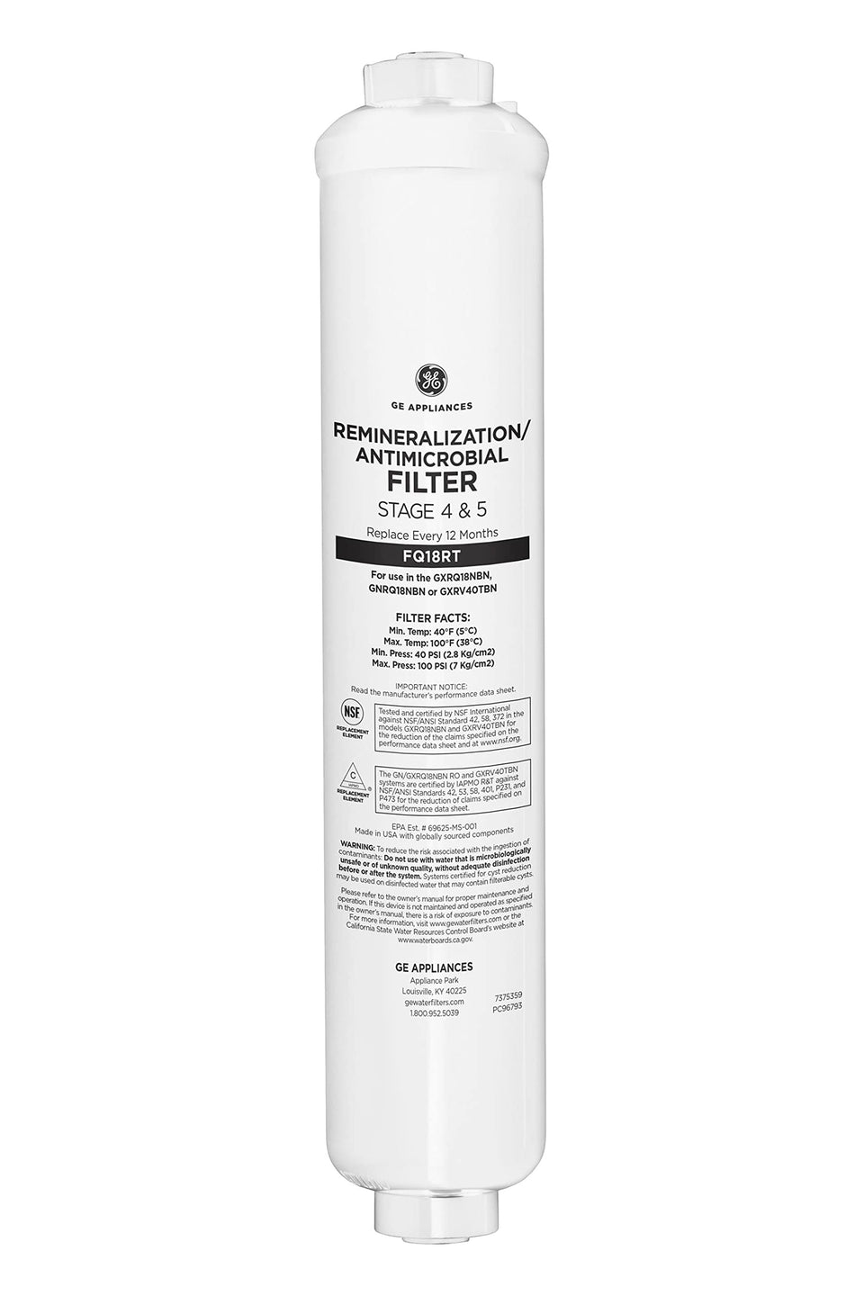 GE reverse osmosis under-sink remineralization filter delivers balanced mineral water.