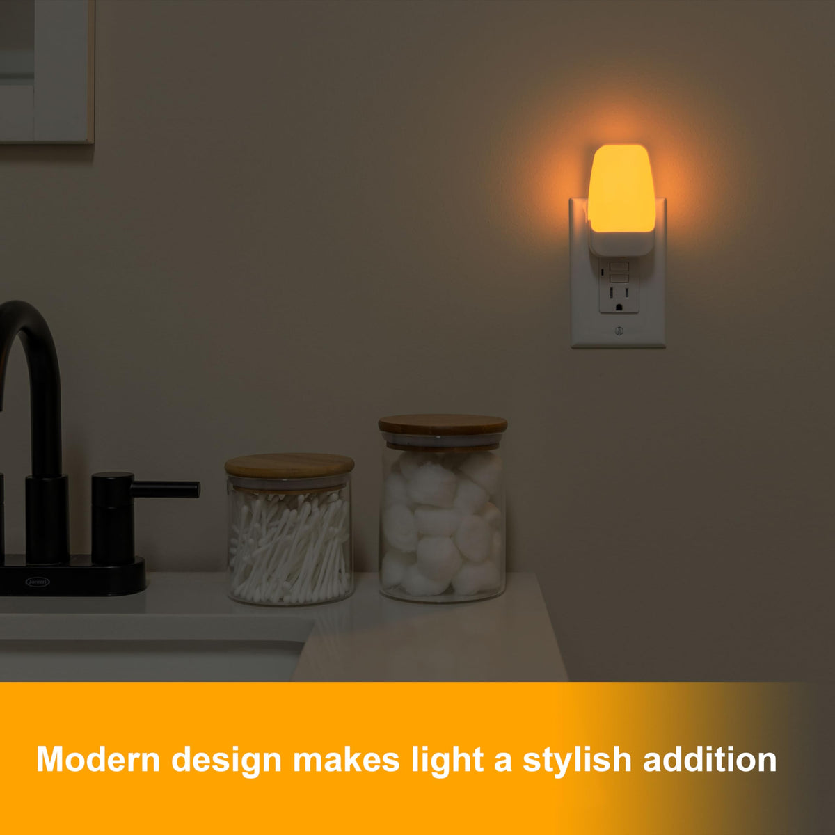 GE Sleeplite amber light reduces blue light exposure at night.