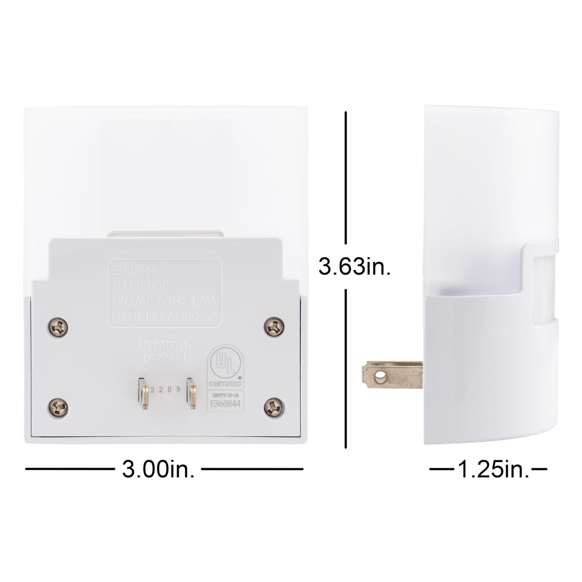 GE UL-listed indoor night light provides safe, dependable illumination.