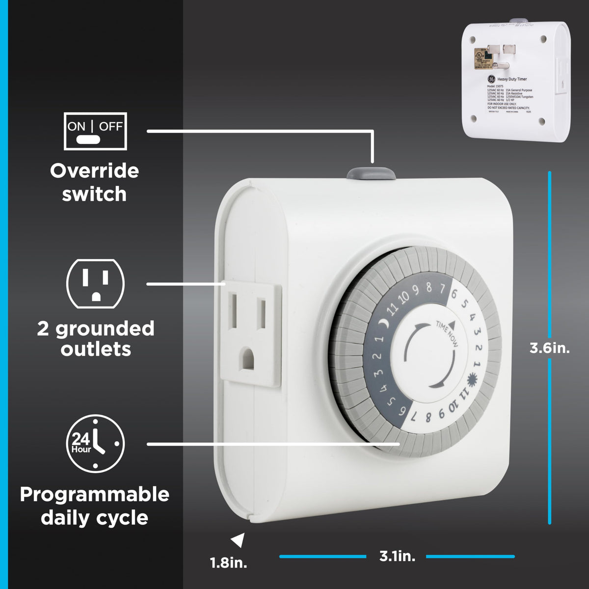 GE override switch pauses cycling when needed.