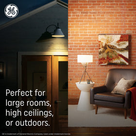 GE Ultra Bright LED bulb dimmable warm white glow outdoors