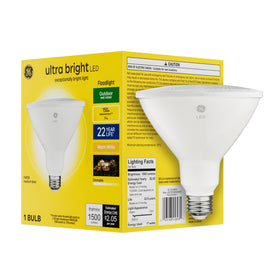 GE Ultra Bright LED bulb outdoor floodlight lighting the yard for security