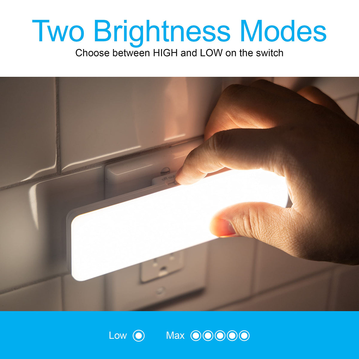 GE Ultrabrite night light plugs into outlets without blocking the second receptacle
