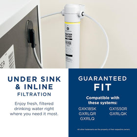 GE FQK1K NSF-certified label emphasizing safe filtration