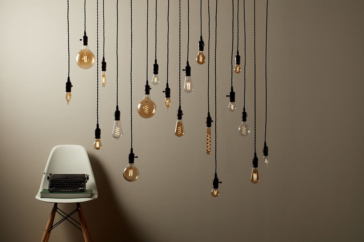 GE Vinta amber ST19 LED bulb enhances vintage décor in fixtures