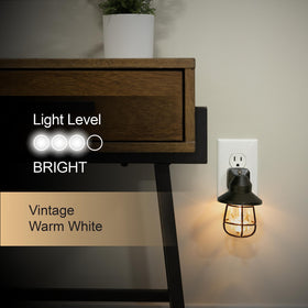 GE Vintage Night Light features dusk-to-dawn sensor for automatic night lighting.