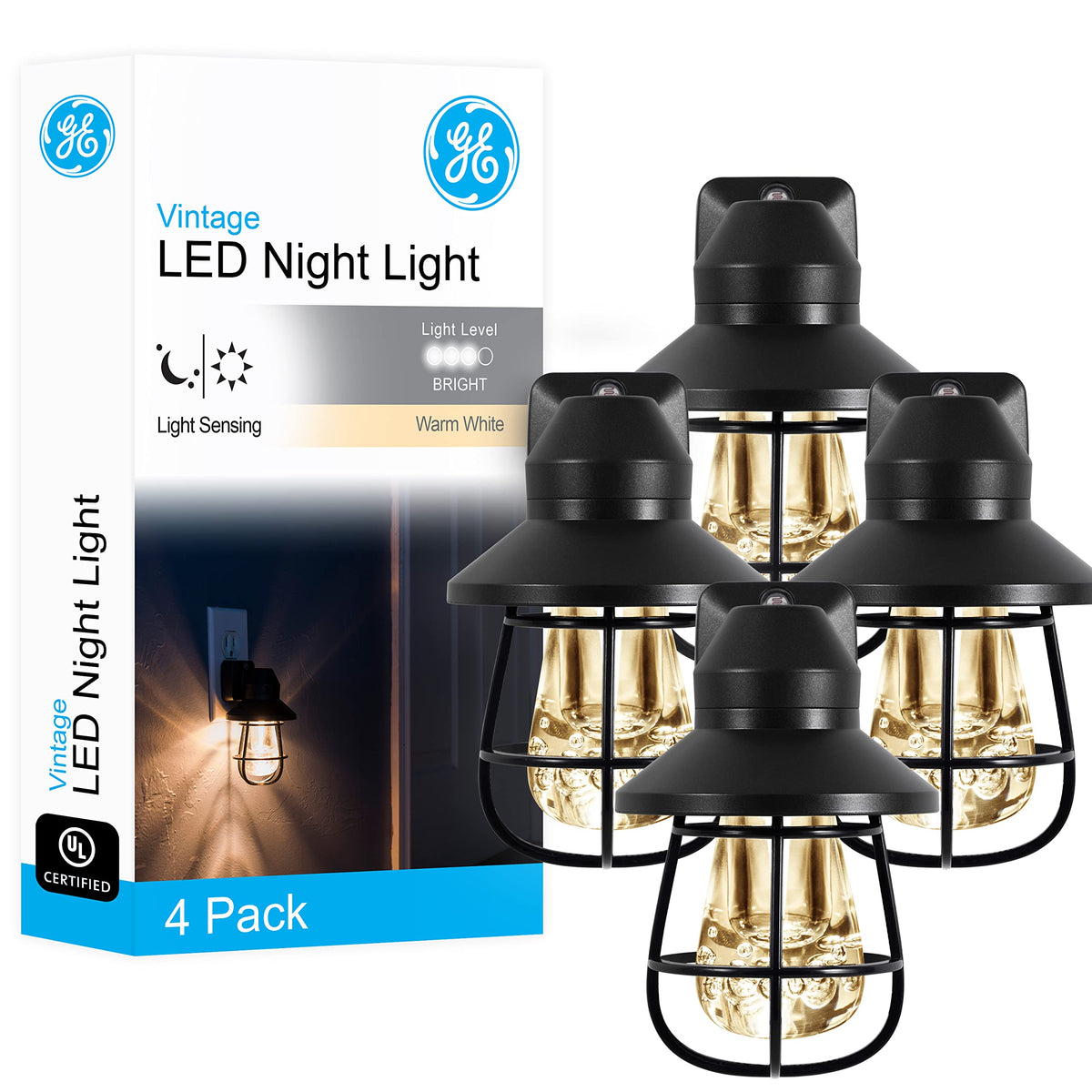 GE Vintage Night Light outlet-mount design provides hallway guidance