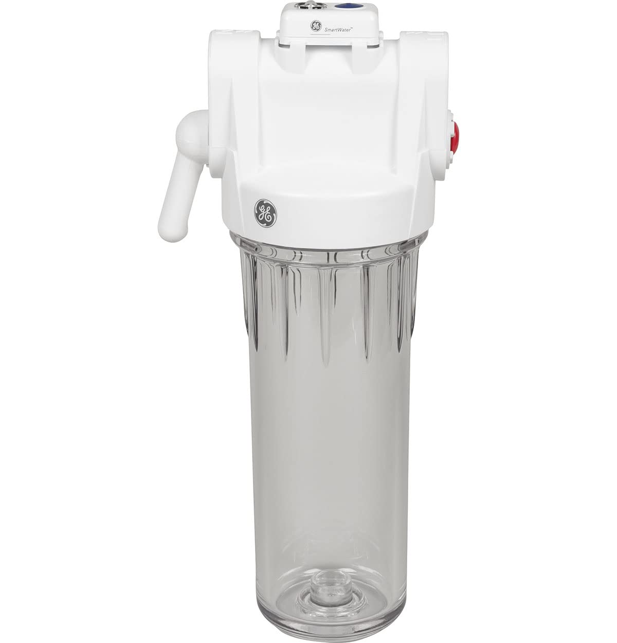 GE whole-house filtration sediment removal improves water clarity throughout the home.