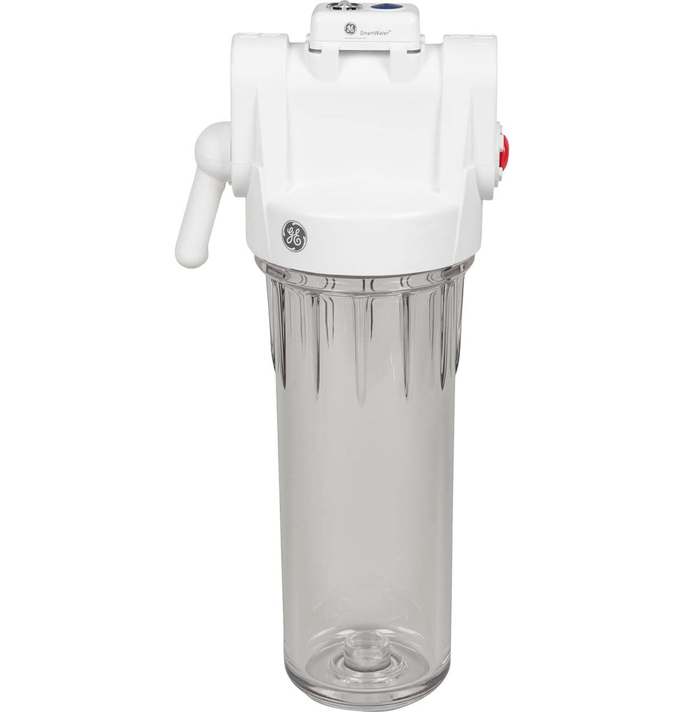GE whole-house filtration sediment removal improves water clarity throughout the home.
