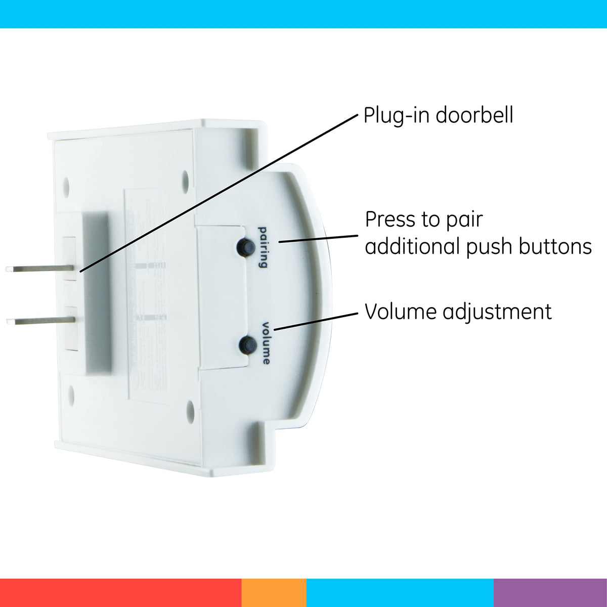 GE Wireless Doorbell Kit white finish blends with any decor.