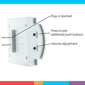 GE Wireless Doorbell Kit white finish blends with any decor.